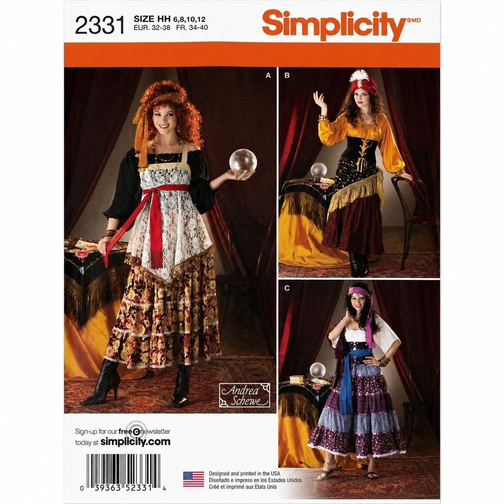 Simplicity Pattern 2331 Costume Gypsy Fortune Teller Sz HH 6-12 UNCUT Theatre